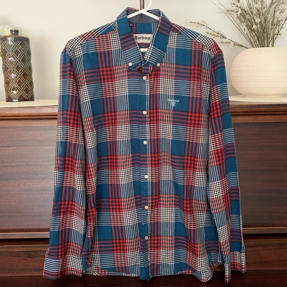 Barbour Men's Tailored Fit, Check Print, Button Down Shirt, Size Medium - Picture 2 of 12